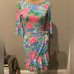 Lilly Pulitzer Kassi Wrap Dress Blue Bunny Business